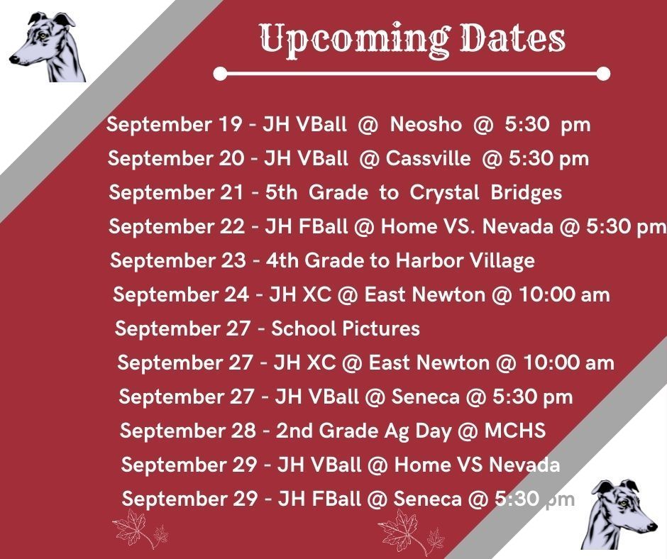 Upcoming Dates - September
