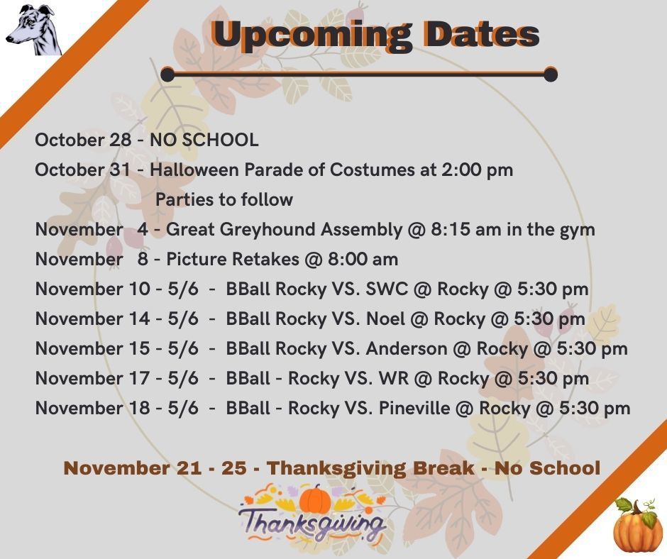 Upcoming Dates