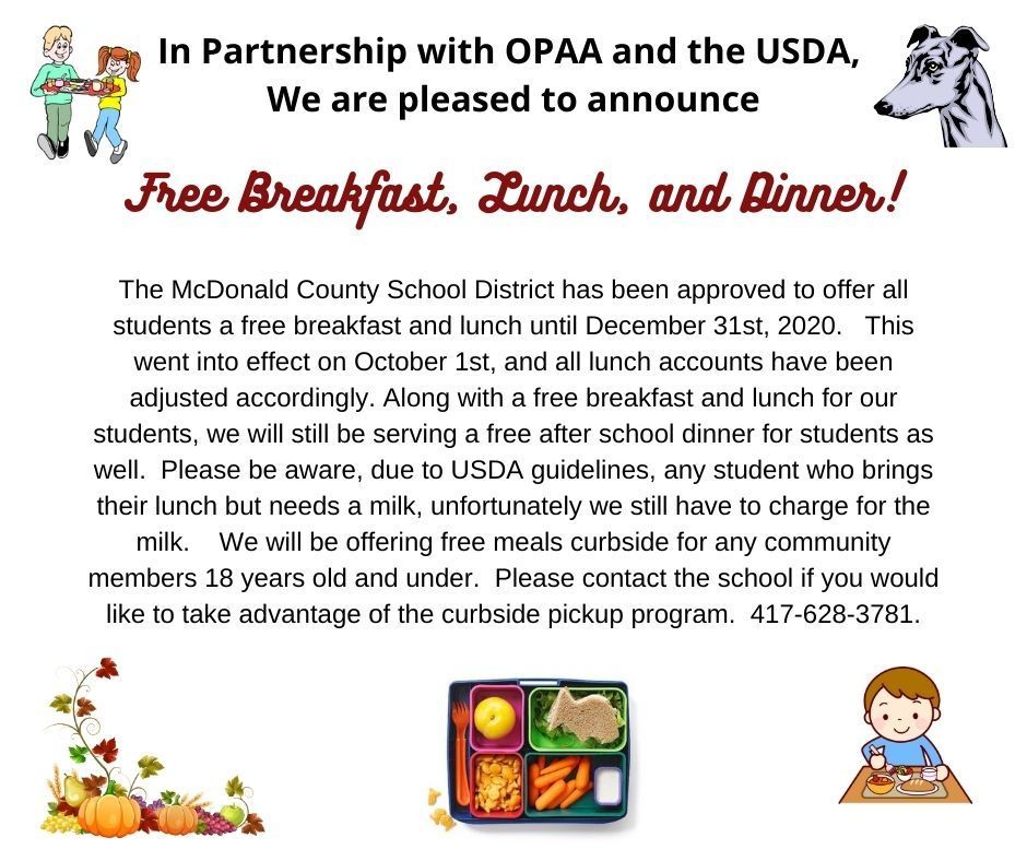Free Breakfast, Lunch, and Dinner Information