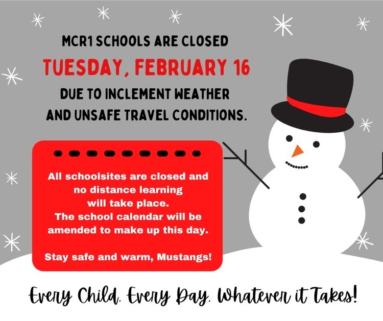 school cancelation notice with snowman graphic