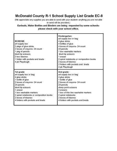 22-23 School Supply List
